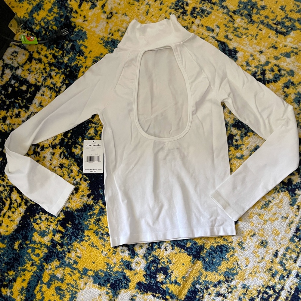 Free People mock neck back cut out top